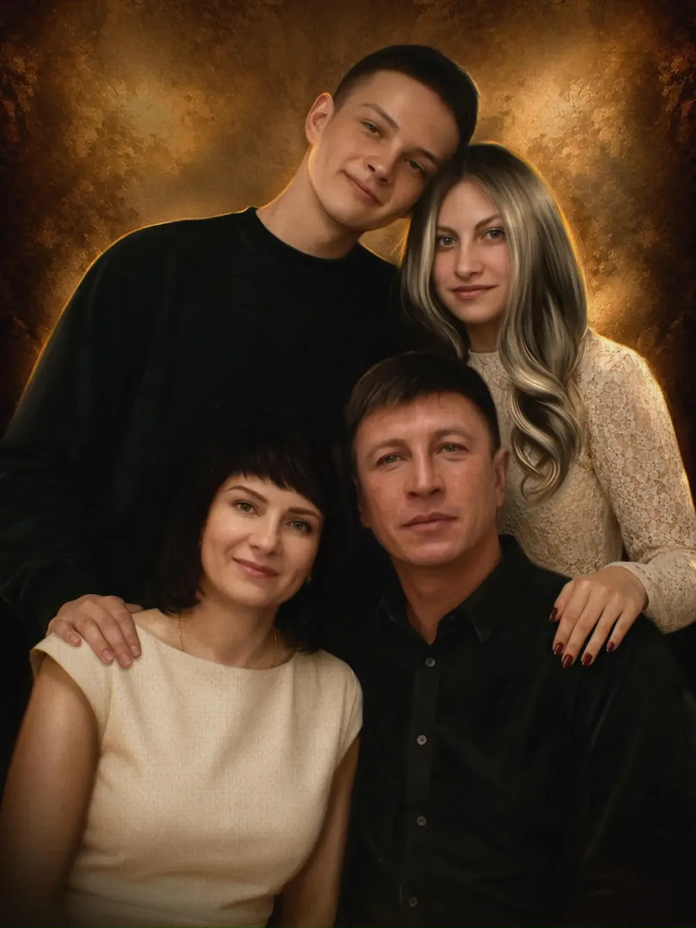 Семейный портрет четырёх человек